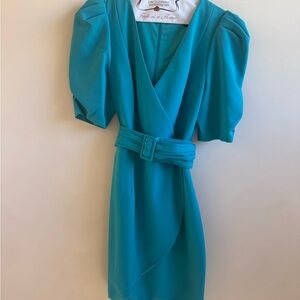 Black Halo Teal Mini Dress with Belt